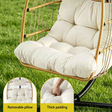 Gardeon Foldable Outdoor Swing Chair with Stand Cushion Rattan Patio Furniture In Australia - Darrahopens