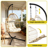 Gardeon Foldable Outdoor Swing Chair with Stand Cushion Rattan Patio Furniture In Australia - Darrahopens
