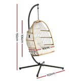 Darrahopens Furniture > Outdoor > Outdoor Chairs Gardeon Foldable Outdoor Swing Chair with Stand Cushion Rattan Patio Furniture In Australia - Darrahopens