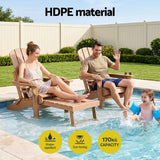 Gardeon Folding Sun Lounger Adirondack Chair Outdoor Lounge Setting HDPE Recliner Footrest Khaki In Australia - Darrahopens