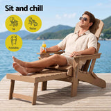 Gardeon Folding Sun Lounger Adirondack Chair Outdoor Lounge Setting HDPE Recliner Footrest Khaki In Australia - Darrahopens