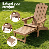 Gardeon Folding Sun Lounger Adirondack Chair Outdoor Lounge Setting HDPE Recliner Footrest Khaki In Australia - Darrahopens