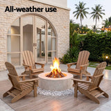 Darrahopens Furniture > Outdoor > Outdoor Chairs Gardeon Folding Sun Lounger Adirondack Chair Outdoor Lounge Setting HDPE Recliner Footrest Khaki In Australia - Darrahopens