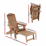 Darrahopens Furniture > Outdoor > Outdoor Chairs Gardeon Folding Sun Lounger Adirondack Chair Outdoor Lounge Setting HDPE Recliner Footrest Khaki In Australia - Darrahopens