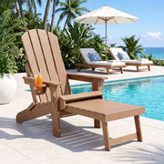 Gardeon Folding Sun Lounger Adirondack Chair Outdoor Lounge Setting HDPE Recliner Footrest Khaki In Australia - Darrahopens