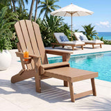 Gardeon Folding Sun Lounger Adirondack Chair Outdoor Lounge Setting HDPE Recliner Footrest Khaki In Australia - Darrahopens