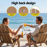Darrahopens Furniture > Outdoor > Outdoor Chairs Gardeon Folding Sun Lounger Adirondack Chair Outdoor Lounge Setting HDPE Recliner Footrest Khaki In Australia - Darrahopens