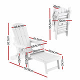 Darrahopens Furniture > Outdoor > Outdoor Chairs Gardeon Folding Sun Lounger Adirondack Chair Outdoor Lounge Setting HDPE Recliner Footrest White In Australia - Darrahopens
