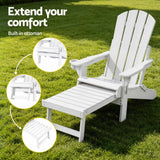 Darrahopens Furniture > Outdoor > Outdoor Chairs Gardeon Folding Sun Lounger Adirondack Chair Outdoor Lounge Setting HDPE Recliner Footrest White In Australia - Darrahopens