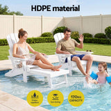 Darrahopens Furniture > Outdoor > Outdoor Chairs Gardeon Folding Sun Lounger Adirondack Chair Outdoor Lounge Setting HDPE Recliner Footrest White In Australia - Darrahopens