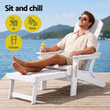 Darrahopens Furniture > Outdoor > Outdoor Chairs Gardeon Folding Sun Lounger Adirondack Chair Outdoor Lounge Setting HDPE Recliner Footrest White In Australia - Darrahopens