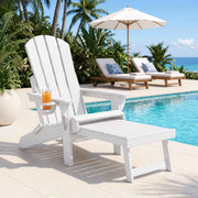 Darrahopens Furniture > Outdoor > Outdoor Chairs Gardeon Folding Sun Lounger Adirondack Chair Outdoor Lounge Setting HDPE Recliner Footrest White In Australia - Darrahopens