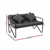 Darrahopens Furniture > Outdoor > Outdoor Chairs Gardeon Garden Bench 2 Seater Outdoor Bench Metal with Cushion 118cm Black In Australia - Darrahopens