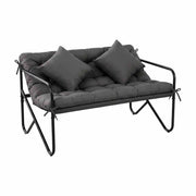 Darrahopens Furniture > Outdoor > Outdoor Chairs Gardeon Garden Bench 2 Seater Outdoor Bench Metal with Cushion 118cm Black In Australia - Darrahopens