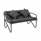 Darrahopens Furniture > Outdoor > Outdoor Chairs Gardeon Garden Bench 2 Seater Outdoor Bench Metal with Cushion 118cm Black In Australia - Darrahopens