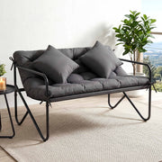 Darrahopens Furniture > Outdoor > Outdoor Chairs Gardeon Garden Bench 2 Seater Outdoor Bench Metal with Cushion 118cm Black In Australia - Darrahopens