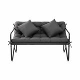 Darrahopens Furniture > Outdoor > Outdoor Chairs Gardeon Garden Bench 2 Seater Outdoor Bench Metal with Cushion 118cm Black In Australia - Darrahopens