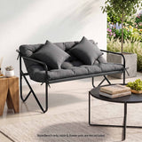 Darrahopens Furniture > Outdoor > Outdoor Chairs Gardeon Garden Bench 2 Seater Outdoor Bench Metal with Cushion 118cm Black In Australia - Darrahopens