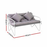 Darrahopens Furniture > Outdoor > Outdoor Chairs Gardeon Garden Bench 2 Seater Outdoor Bench Metal with Cushion 118cm Grey In Australia - Darrahopens