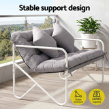 Darrahopens Furniture > Outdoor > Outdoor Chairs Gardeon Garden Bench 2 Seater Outdoor Bench Metal with Cushion 118cm Grey In Australia - Darrahopens