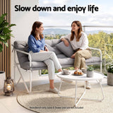 Darrahopens Furniture > Outdoor > Outdoor Chairs Gardeon Garden Bench 2 Seater Outdoor Bench Metal with Cushion 118cm Grey In Australia - Darrahopens