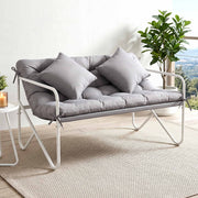 Darrahopens Furniture > Outdoor > Outdoor Chairs Gardeon Garden Bench 2 Seater Outdoor Bench Metal with Cushion 118cm Grey In Australia - Darrahopens