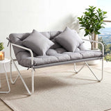 Darrahopens Furniture > Outdoor > Outdoor Chairs Gardeon Garden Bench 2 Seater Outdoor Bench Metal with Cushion 118cm Grey In Australia - Darrahopens