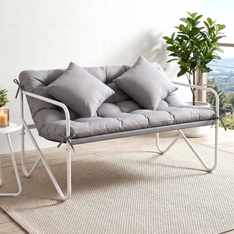 Darrahopens Furniture > Outdoor > Outdoor Chairs Gardeon Garden Bench 2 Seater Outdoor Bench Metal with Cushion 118cm Grey In Australia - Darrahopens