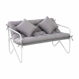 Darrahopens Furniture > Outdoor > Outdoor Chairs Gardeon Garden Bench 2 Seater Outdoor Bench Metal with Cushion 118cm Grey In Australia - Darrahopens