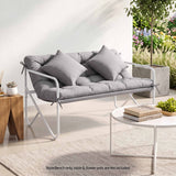 Darrahopens Furniture > Outdoor > Outdoor Chairs Gardeon Garden Bench 2 Seater Outdoor Bench Metal with Cushion 118cm Grey In Australia - Darrahopens