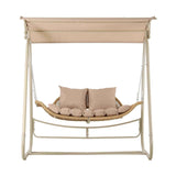 Darrahopens Furniture > Outdoor > Outdoor Chairs Gardeon Outdoor Swing Chair 2-Seater Rattan Seat with Canopy Beige In Australia - Darrahopens
