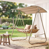 Darrahopens Furniture > Outdoor > Outdoor Chairs Gardeon Outdoor Swing Chair 2-Seater Rattan Seat with Canopy Beige In Australia - Darrahopens