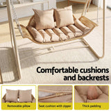 Darrahopens Furniture > Outdoor > Outdoor Chairs Gardeon Outdoor Swing Chair 2-Seater Rattan Seat with Canopy Beige In Australia - Darrahopens