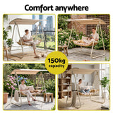 Darrahopens Furniture > Outdoor > Outdoor Chairs Gardeon Outdoor Swing Chair 2-Seater Rattan Seat with Canopy Beige In Australia - Darrahopens