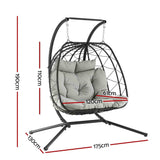 Darrahopens Furniture > Outdoor > Outdoor Chairs Gardeon Outdoor Swing Chair 2 Seater with Stand Cushion Rattan Patio Furniture In Australia - Darrahopens