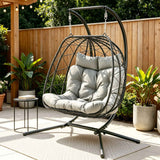 Darrahopens Furniture > Outdoor > Outdoor Chairs Gardeon Outdoor Swing Chair 2 Seater with Stand Cushion Rattan Patio Furniture In Australia - Darrahopens
