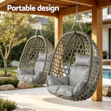Darrahopens Furniture > Outdoor > Outdoor Chairs Gardeon Outdoor Swing Chair with Stand Cushion Rattan Furniture Grey In Australia - Darrahopens