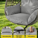 Darrahopens Furniture > Outdoor > Outdoor Chairs Gardeon Outdoor Swing Chair with Stand Cushion Rattan Furniture Grey In Australia - Darrahopens