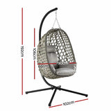Darrahopens Furniture > Outdoor > Outdoor Chairs Gardeon Outdoor Swing Chair with Stand Cushion Rattan Furniture Grey In Australia - Darrahopens