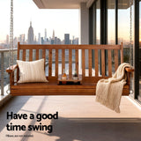 Darrahopens Furniture > Outdoor > Outdoor Chairs Gardeon Porch Outdoor Swing Chair Patio Furniture Wooden Bench 2 Seat Cup Holder