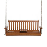 Darrahopens Furniture > Outdoor > Outdoor Chairs Gardeon Porch Outdoor Swing Chair Patio Furniture Wooden Bench 2 Seat Cup Holder