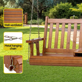 Darrahopens Furniture > Outdoor > Outdoor Chairs Gardeon Porch Outdoor Swing Chair Patio Furniture Wooden Bench 2 Seat Cup Holder