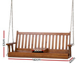 Darrahopens Furniture > Outdoor > Outdoor Chairs Gardeon Porch Outdoor Swing Chair Patio Furniture Wooden Bench 2 Seat Cup Holder