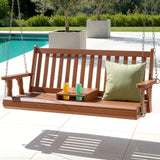 Darrahopens Furniture > Outdoor > Outdoor Chairs Gardeon Porch Outdoor Swing Chair Patio Furniture Wooden Bench 2 Seat Cup Holder