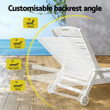 Darrahopens Furniture > Outdoor > Outdoor Chairs Gardeon Sun Lounge Lounger Beach Chair HDPE Patio Outdoor Furniture with Wheels White