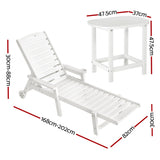 Darrahopens Furniture > Outdoor > Outdoor Chairs Gardeon Sun Lounge Lounger Beach Chair HDPE Patio Outdoor Furniture with Wheels White