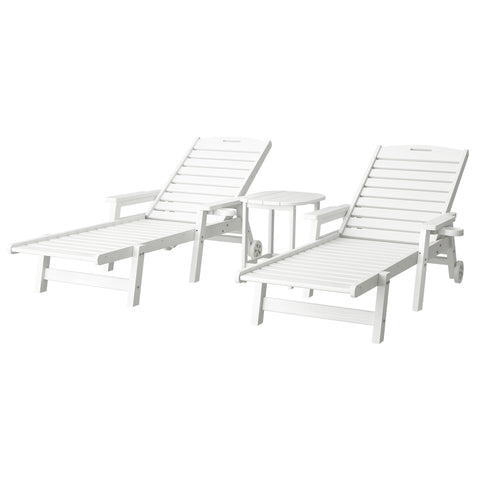 Darrahopens Furniture > Outdoor > Outdoor Chairs Gardeon Sun Lounge Lounger Beach Chair HDPE Patio Outdoor Furniture with Wheels White