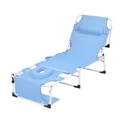 Darrahopens Furniture > Outdoor > Outdoor Chairs Gardeon Sun Lounger 5 Position Folding Tanning Chair with Face Hole Blue In Australia - Darrahopens
