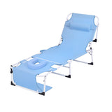 Darrahopens Furniture > Outdoor > Outdoor Chairs Gardeon Sun Lounger 5 Position Folding Tanning Chair with Face Hole Blue In Australia - Darrahopens