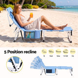 Darrahopens Furniture > Outdoor > Outdoor Chairs Gardeon Sun Lounger 5 Position Folding Tanning Chair with Face Hole Blue In Australia - Darrahopens